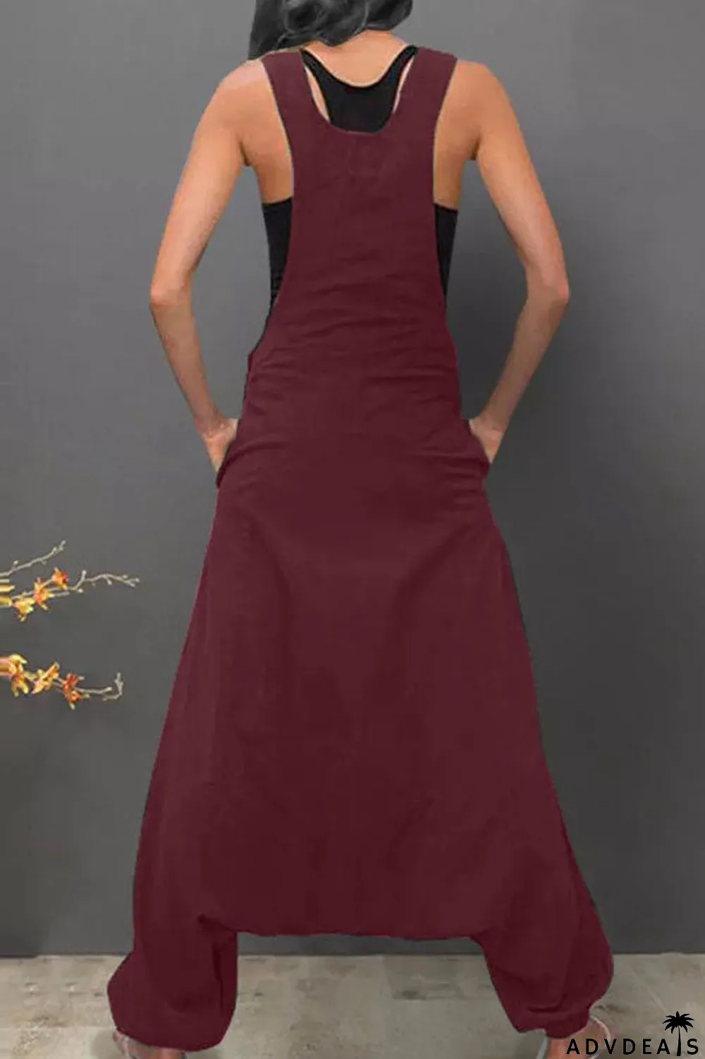 Casual Solid Asymmetrical Spaghetti Strap Loose Jumpsuits