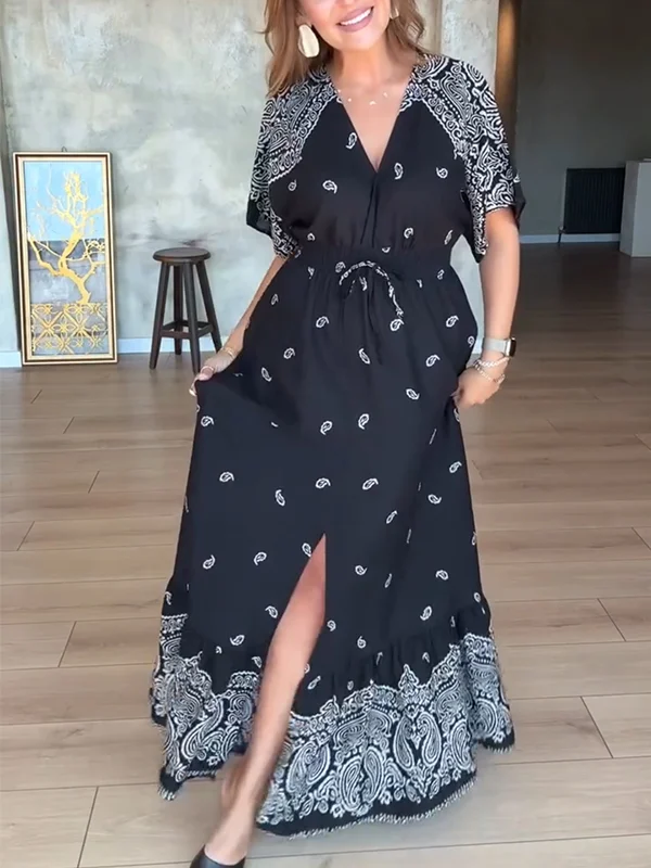 NEW🔥 Cashew Flower Elastic Waist Dress