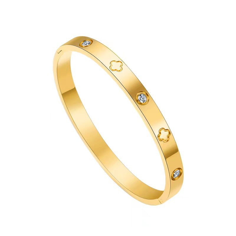 Ellipse Titanium Steel 18K Gold Plated Bangles