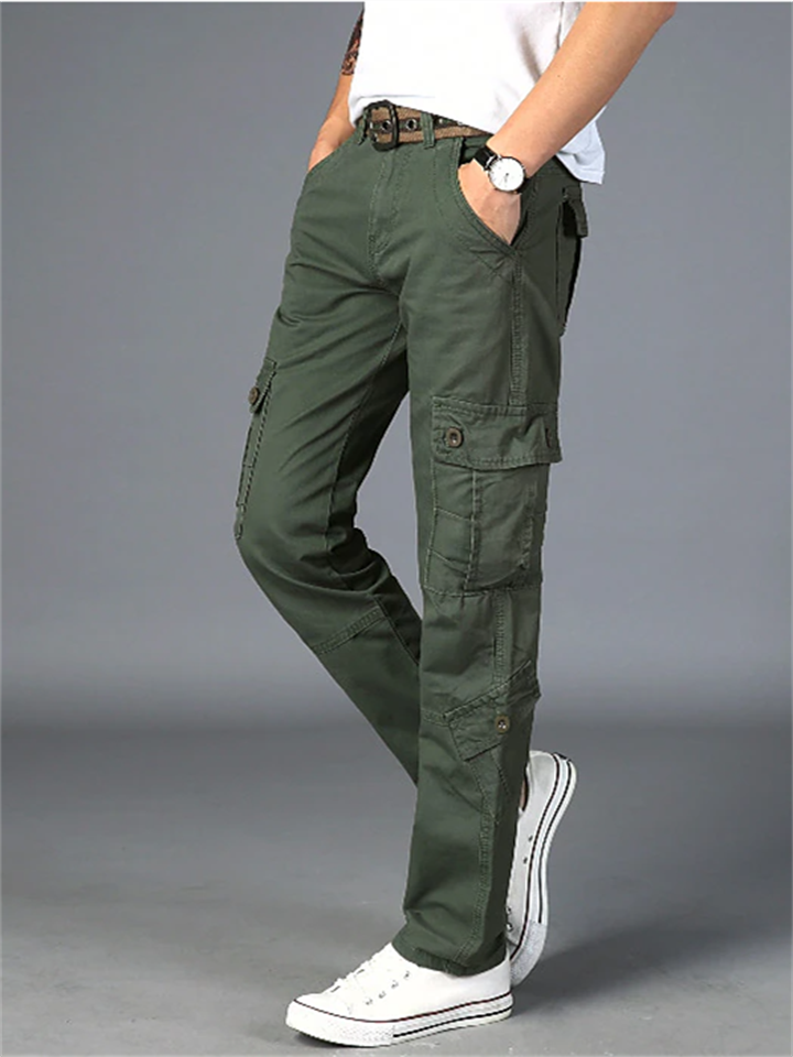 Men's Cargo Pants Cargo Trousers Work Pants 8 Pocket Plain Breathable Lightweight Full Length Casual Daily Cotton 100% Cotton Trousers ArmyGreen Black Micro-elastic | 168DEAL