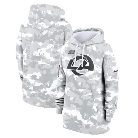 Women's Los Angeles Rams  Arctic Camo 2024 Salute To Service Club Fleece Pullover Hoodie