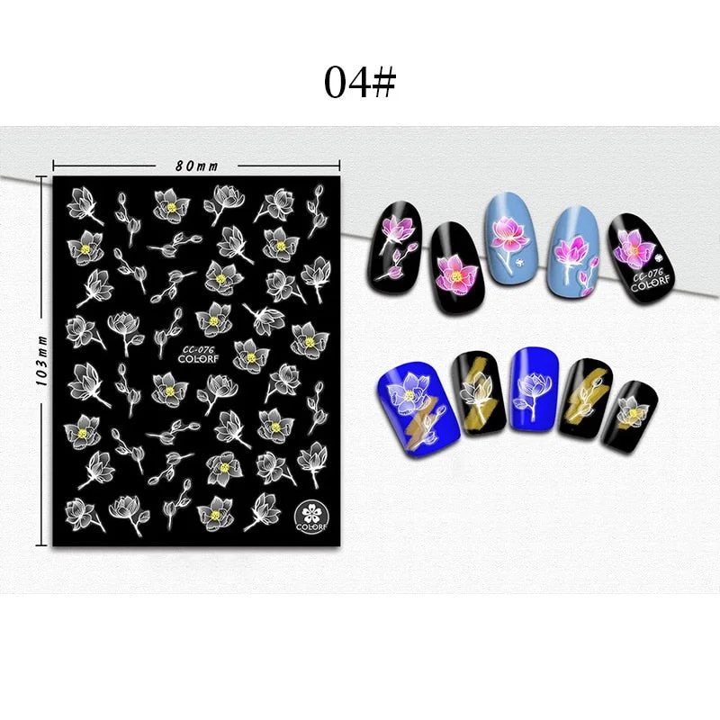 1 Sheet 3D Halloween Nail Sticker Christmas Skull Bone Snake Butterfly Maple Leaf Pattern Decals Manicures 3D Nail Decorations