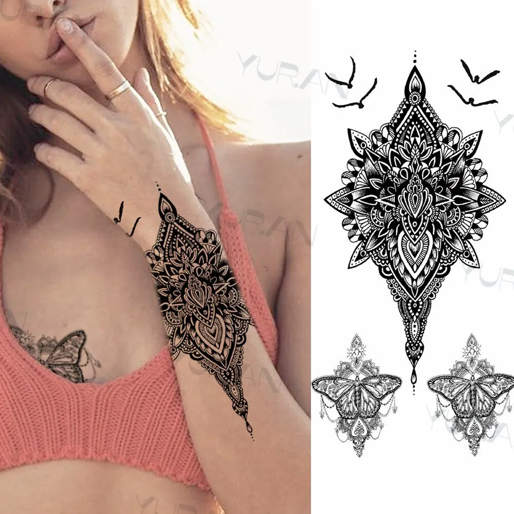 Sdrawing Tiger Flower Temporary Tattoo For Men Adult Fake Cat Dragon Tiger Eagle Wolf Tattoo Sticker Water Transfer Tatoo Paste