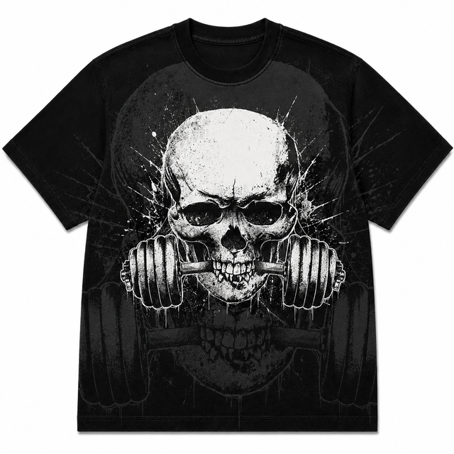 Gym Skull Dumbbell Cotton T-Shirt