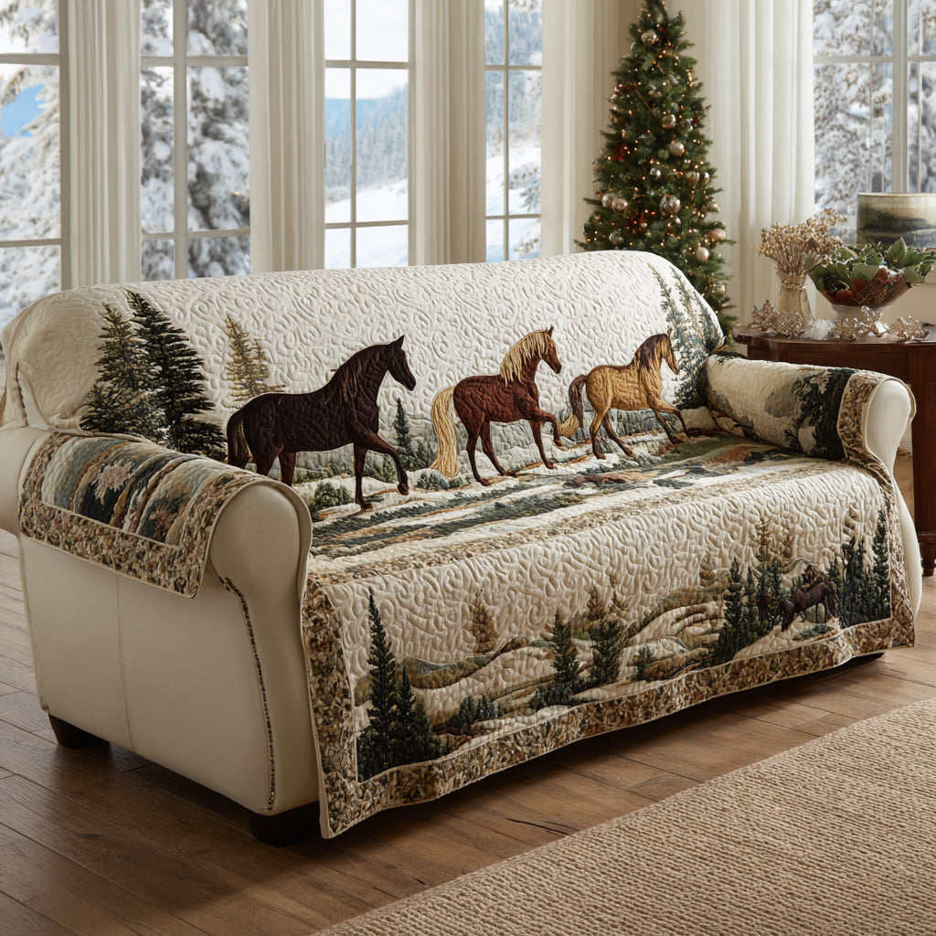 Alpine Horse Spirit Quilted Sofa Cover NCU0HH1603 everthome