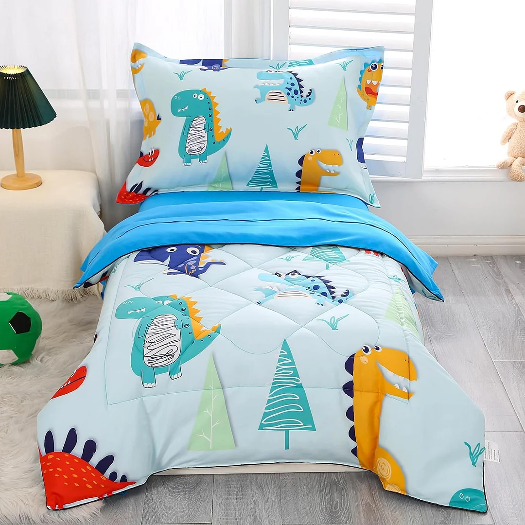 Toddler Bedding Set Dinosaur for Boys, Premium 4 Piece Toddler Bed Set, Super Soft and Comfortable for Toddler