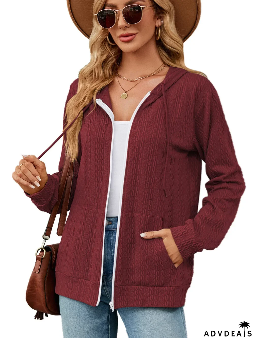 Women's Striped Stitching Solid Color Long Sleeve V-neck Coat