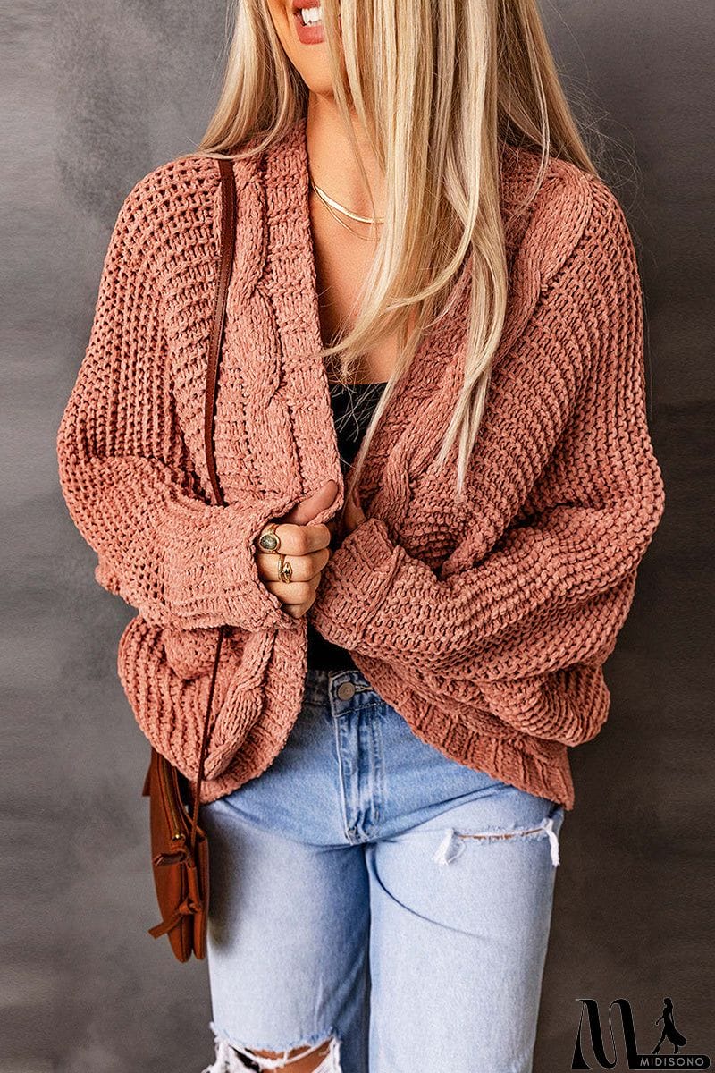 MidiSono - Elegant Solid Pocket Solid Color Cardigan Collar Tops