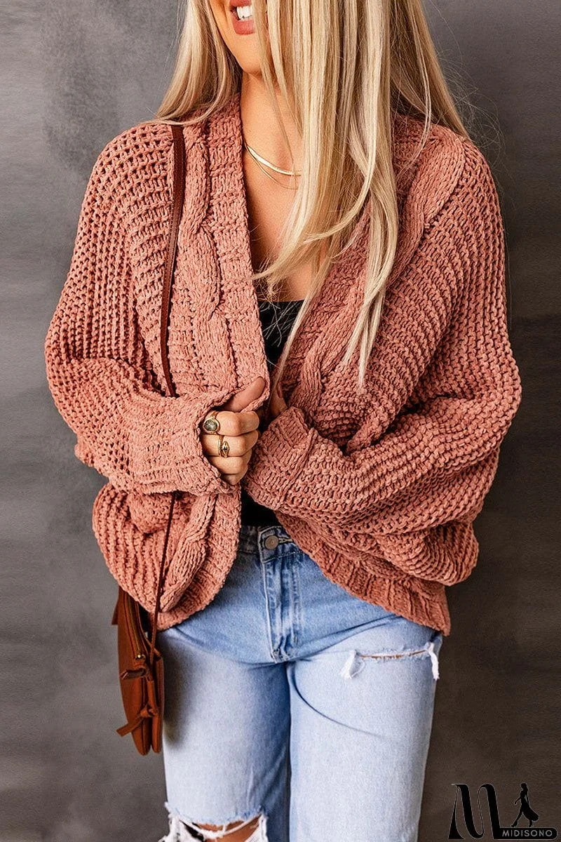 MidiSono - Elegant Solid Pocket Solid Color Cardigan Collar Tops