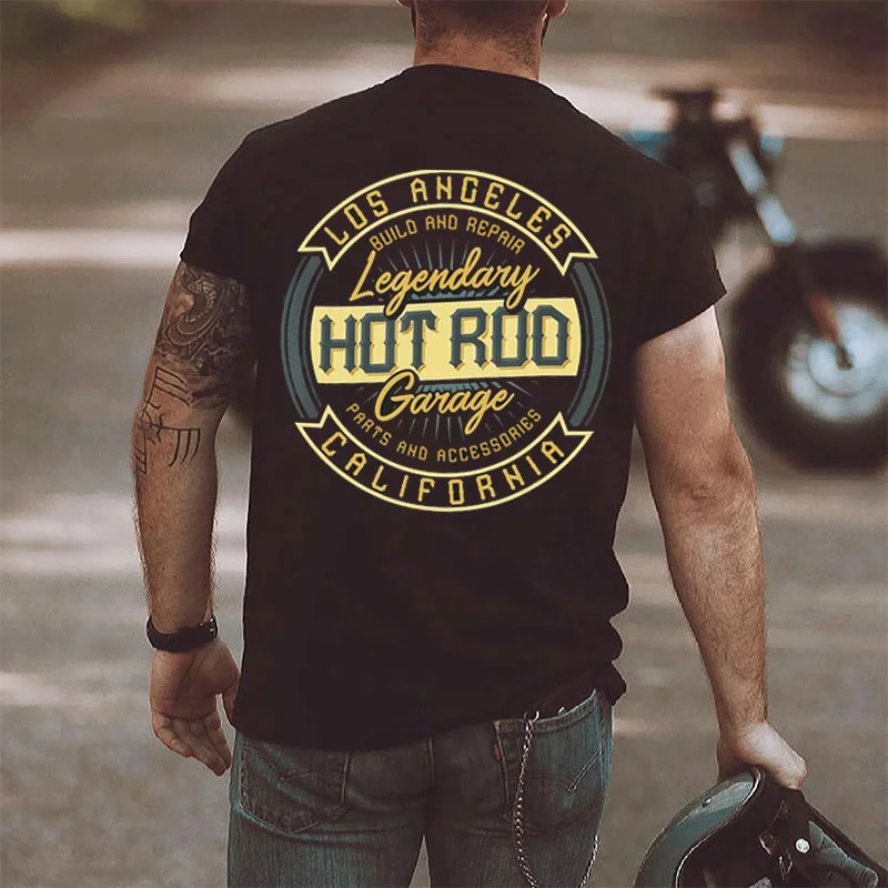 LOS ANGELES LEGENDARY HOT ROD GARAGE Print Men's T-shirt
