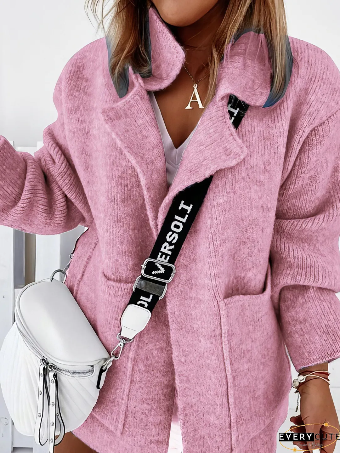 Solid Color Knit Cardigan