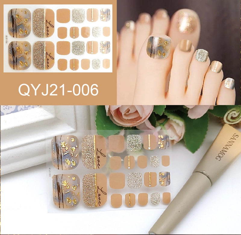 Explosions Foot Nail Stickers Summer Toenail Stickers Bronzing Imitation Diamond Nail Stickers Waterproof Foot Stickers