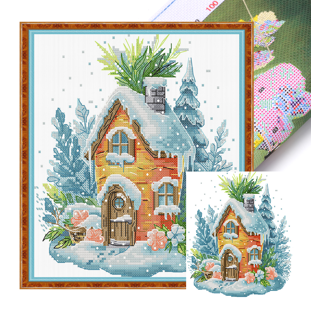 【Joy Sunday】Carrot Cottage Partial 14CT Pre-stamped Canvas(22*26cm) Cross Stitch(backstitch)