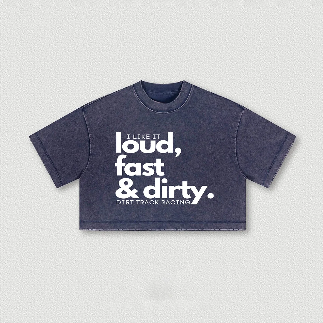 I Like It Loud,Fast Washed Women's Cropped Top - Devcarry