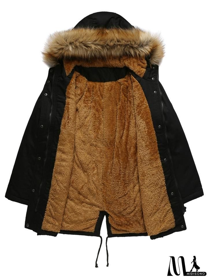 MidiSono - Women's Casual Hooded Thermal Cotton Coats