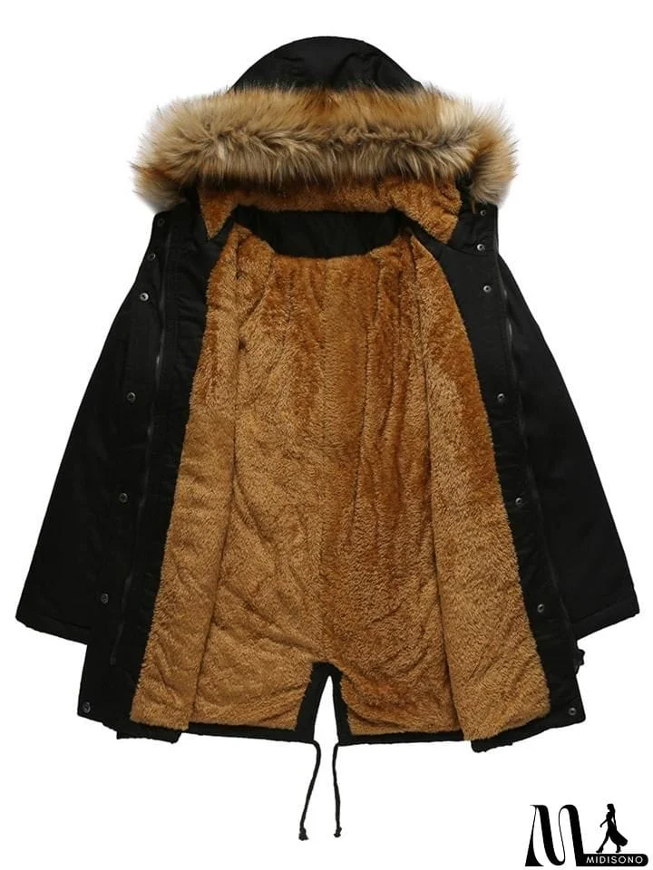 MidiSono - Women's Casual Hooded Thermal Cotton Coats