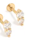 Women's Gold Plated Surgical Steel Cubic Zirconia Flat Back Earrings Studs