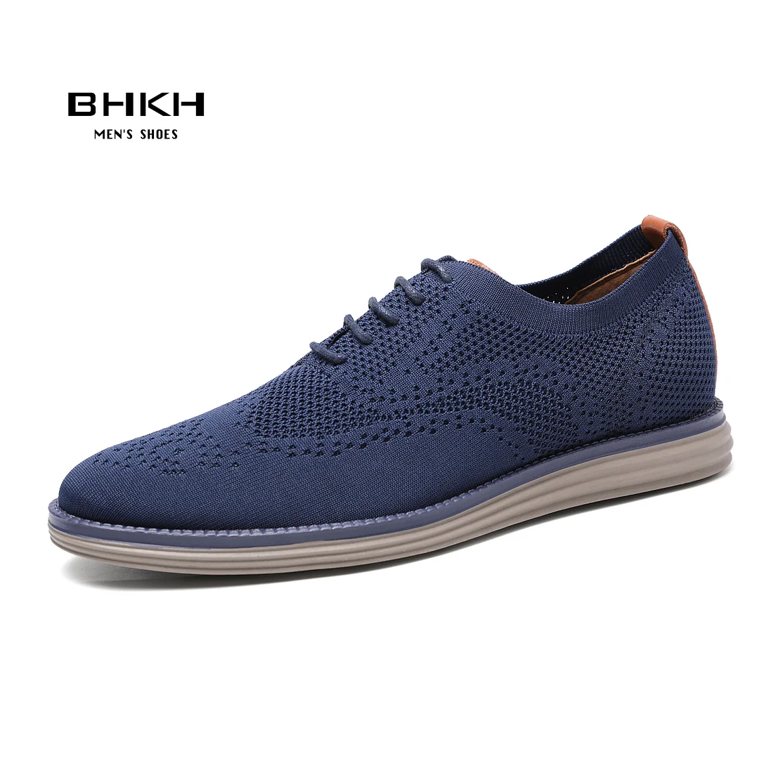 BHKH 2022 Breathable Knitted Mesh Casual Shoes Lightweight Smart Casual Shoes Office Work Footwear Men Shoes