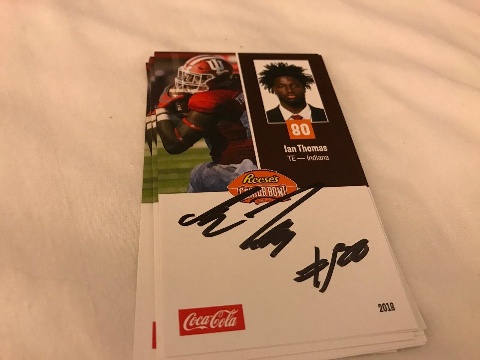 Ian Thomas Indiana Hoosiers Signed Auto 2018 Senior Bowl Football Card