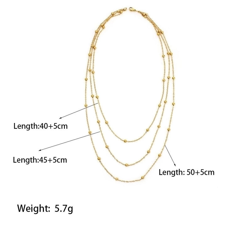 Basic Minimalist Geometric Titanium Steel 18K Gold Plated Layered Necklaces
