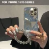 Suitable For iPhone 16/15 Series Mirror Butterfly Bead Chain Mobile Phone Case