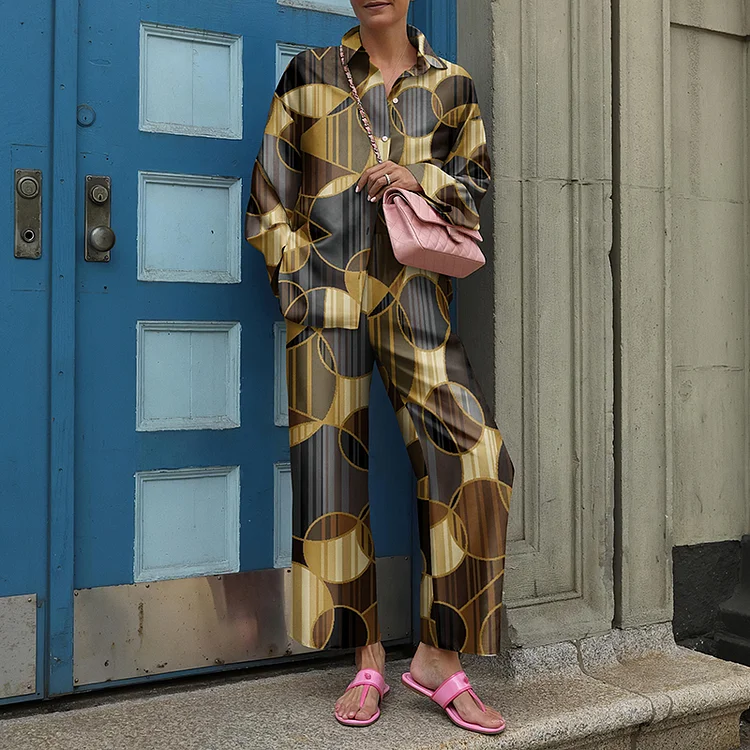 Fashion Print Shirt Two Piece Set