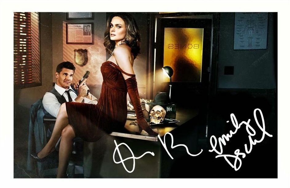 DAVID BOREANAZ & EMILY DESCHANEL - BONES AUTOGRAPH SIGNED Photo Poster painting POSTER PRINT