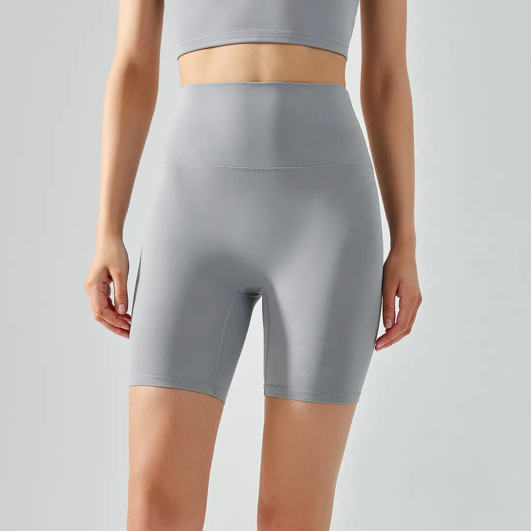 Different types of women's naked feel eco skin friendly sustainable breathable smooth washable stretchable gym wear biker shorts online shopping on Hergymclothing Rhino Gray