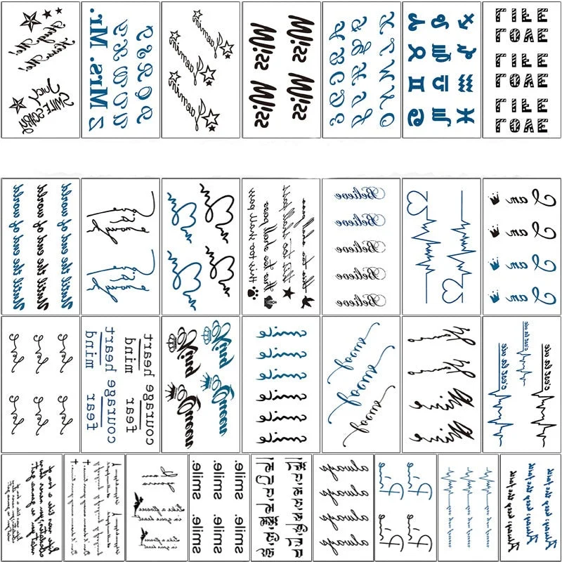 30PCS/Lot Sexy Fake Sketchs Flowers Tattoo for Woman Hands Arm Body Waterproof Temporary Tattoos tatouage temporaire femme