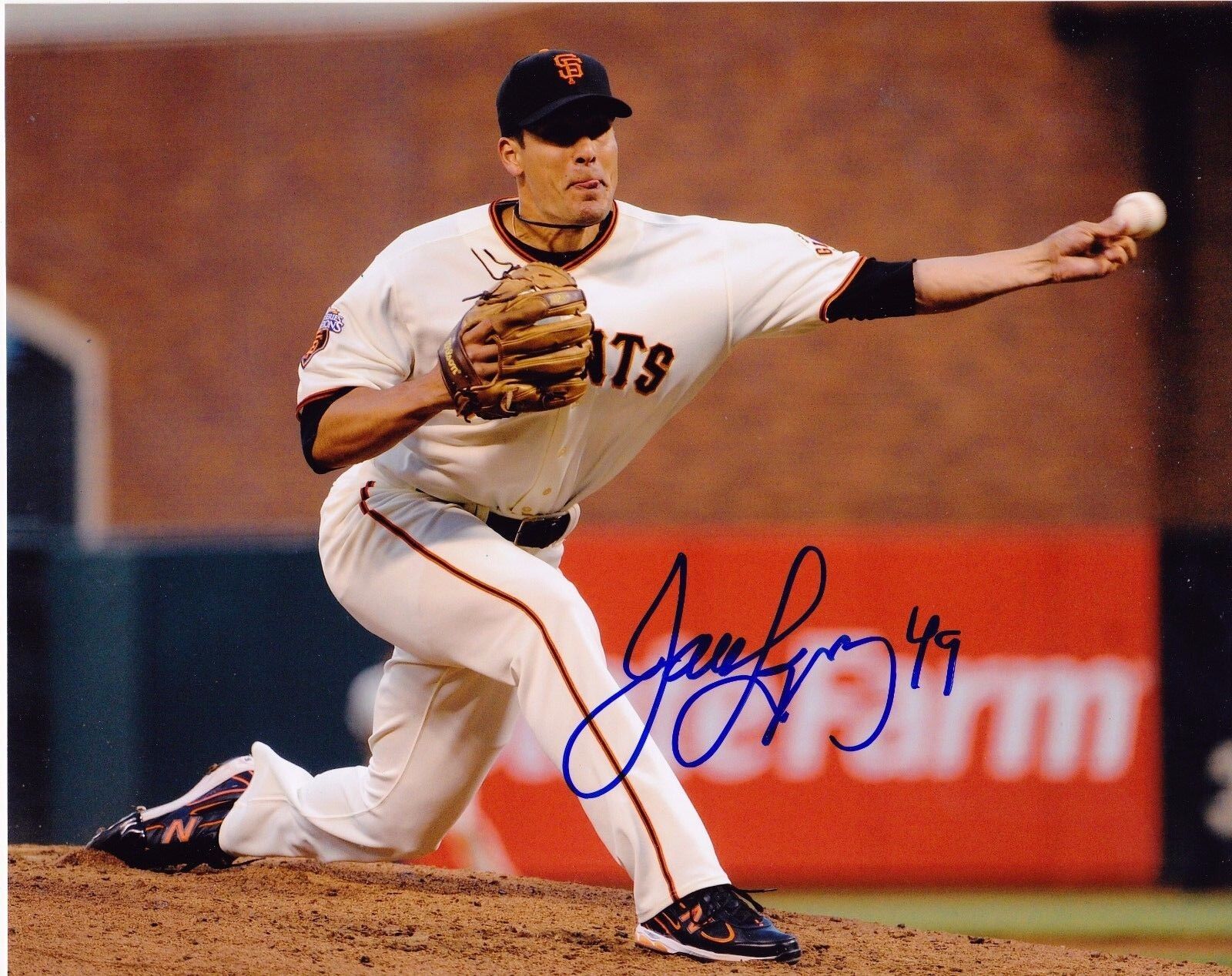 JAVIER LOPEZ SAN FRANCISCO GIANTS ACTION SIGNED 8x10