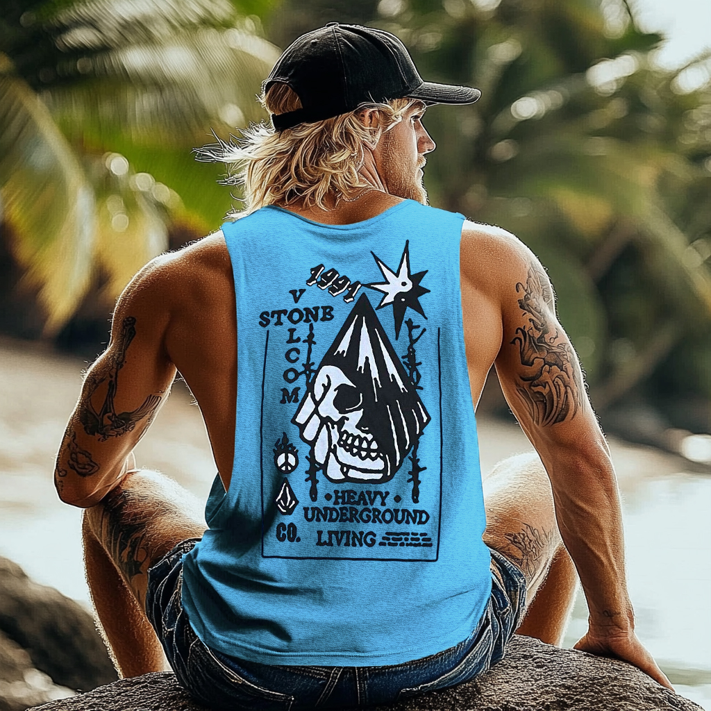 Vintage Unisex Beach Vacation Surf Logo Print Sleeveless Tank Top / TECHWEAR CLUB / Techwear