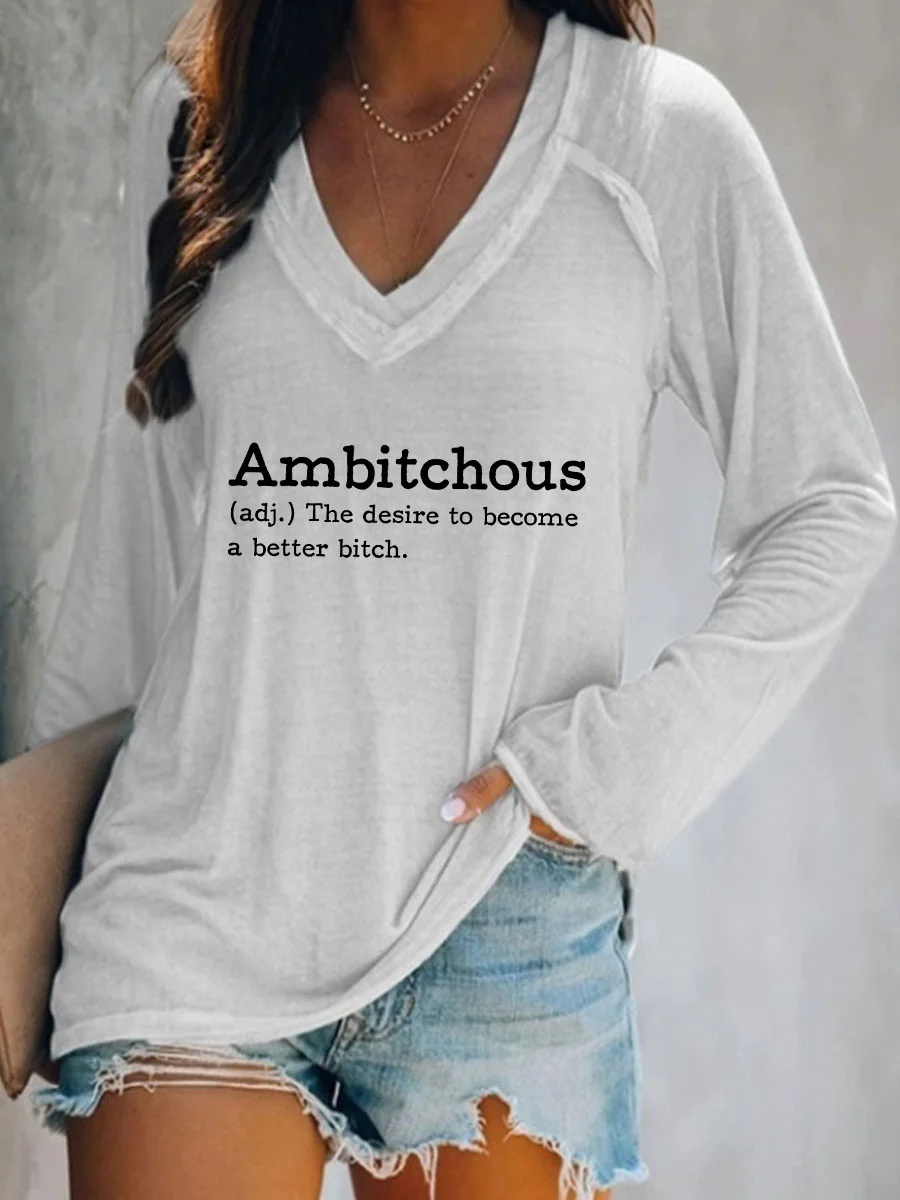 Ambitchous V-neck Long Sleeve T-shirt