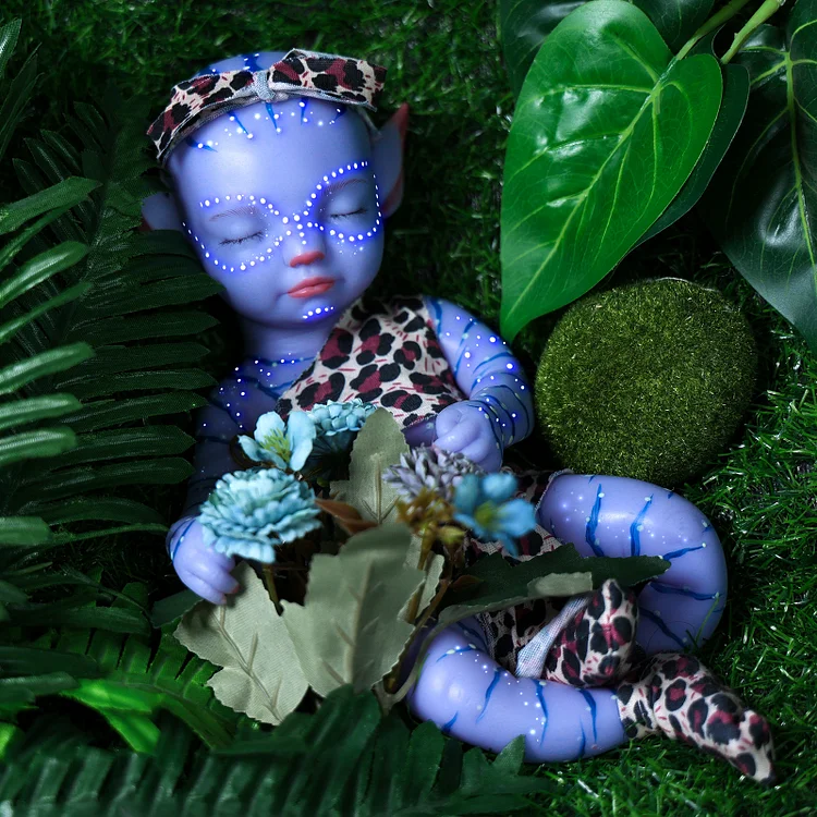Babeside Landes 12'' Full Silicone Reborn Baby Doll Lifelike Sleeping Dreamy Girl Shiny Blue Skin