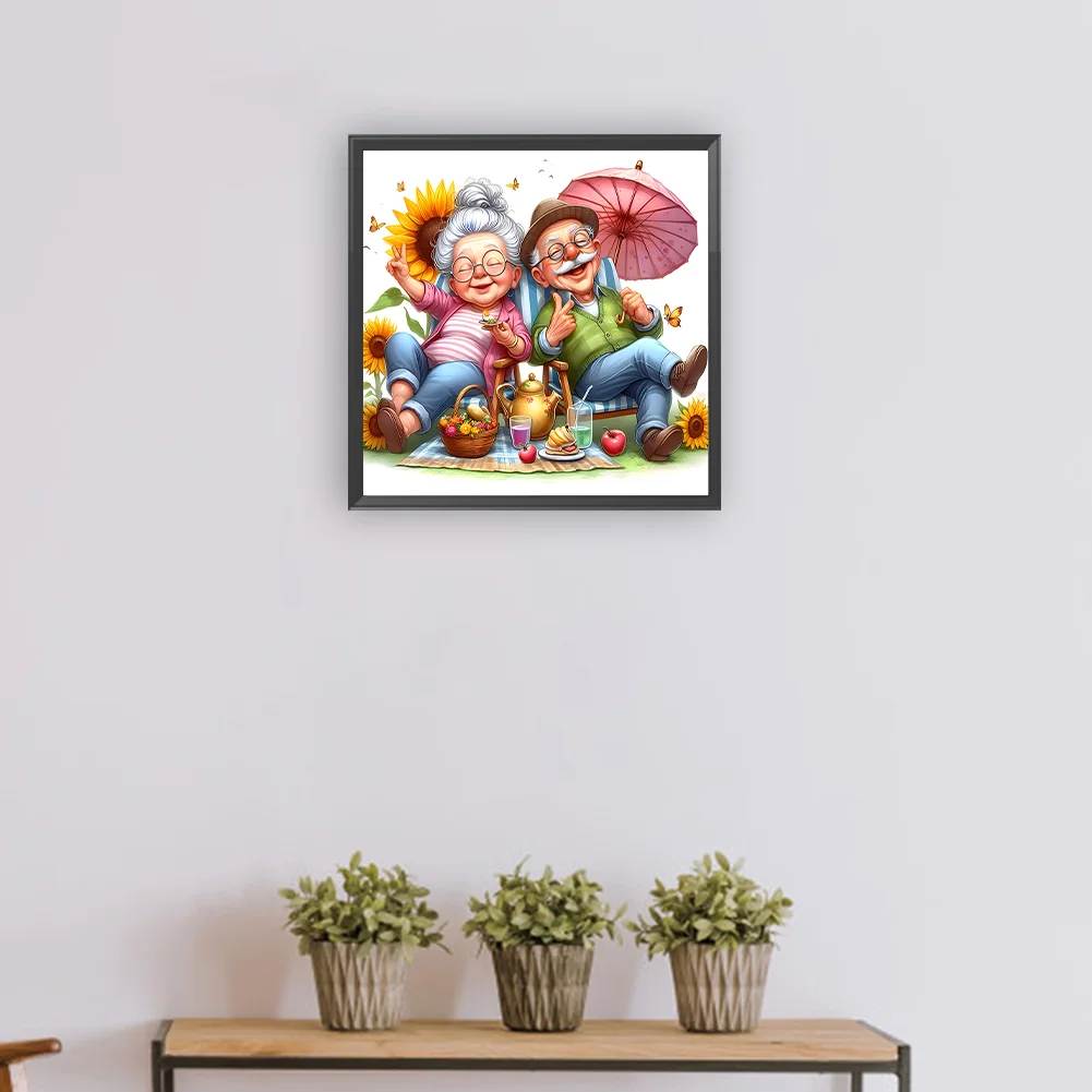 Diamond Painting - Full Round Drill - Old Couple(Canvas|30*30cm)