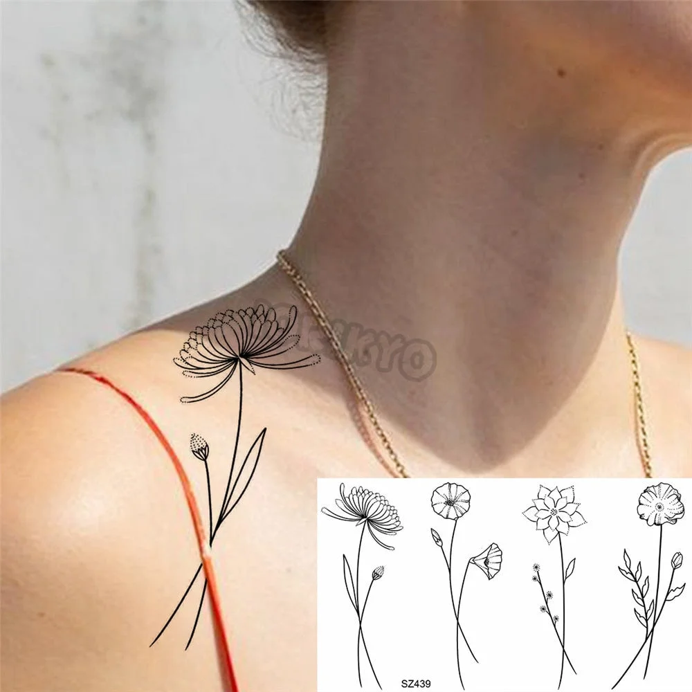 Minimalist Polar Bear Small Temporary Tattoos For Women Men Realistic Dandelion Hummingbird Fake Tattoo Sticker Forearm Tatoos