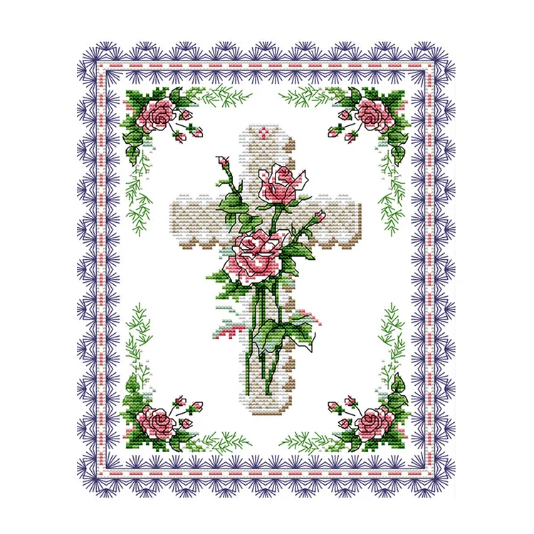Rose 14CT Printed Cross Stitch Kits (29*33CM) fgoby