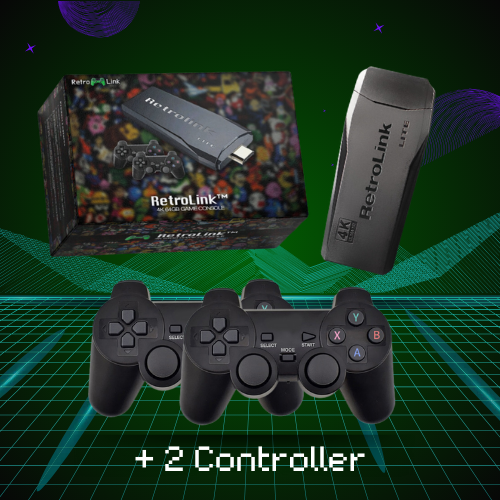 RetroLink™ - 15.000 Retro Spiele + Kabellose Controller