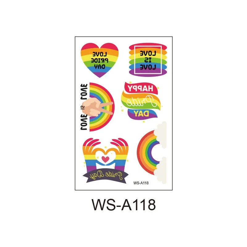 Pride Day Love Colorful Disposable Tattoo Sticker Rainbow Tattoo Sticker