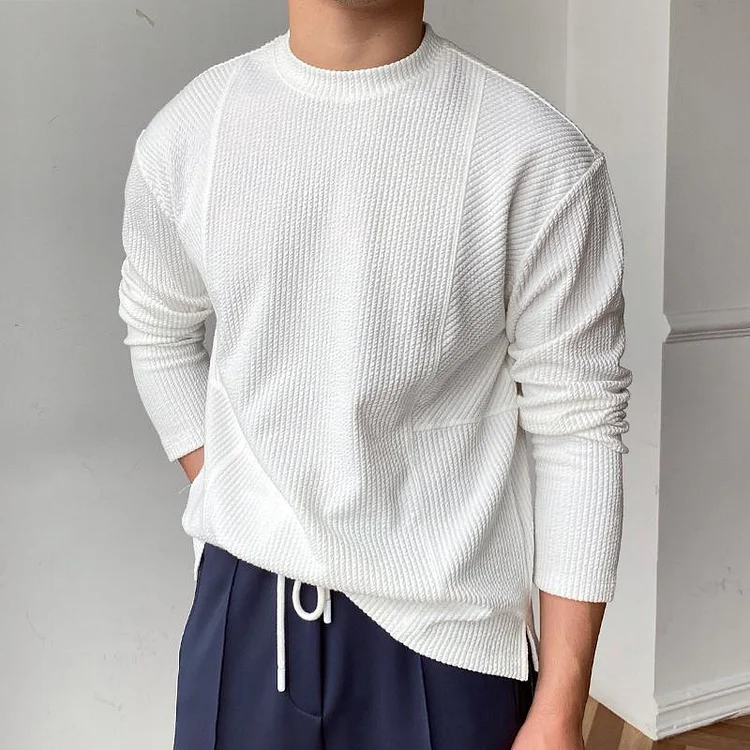 Men's Solid Strip Long Sleeve T-shirt