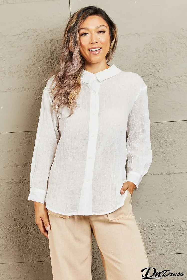 Petal Dew Take Me Out Lightweight Button Down Top