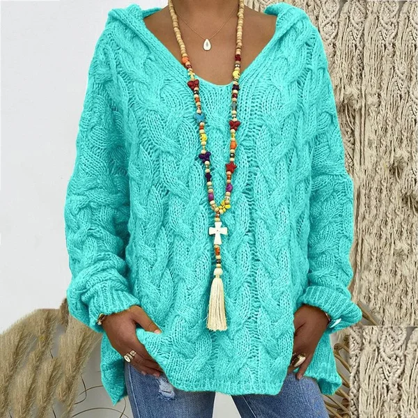 14 Colors Autumn And Winter New Women's Warm Hooded Long-Sleeved Knitted Sweater Cardigan Plus Size