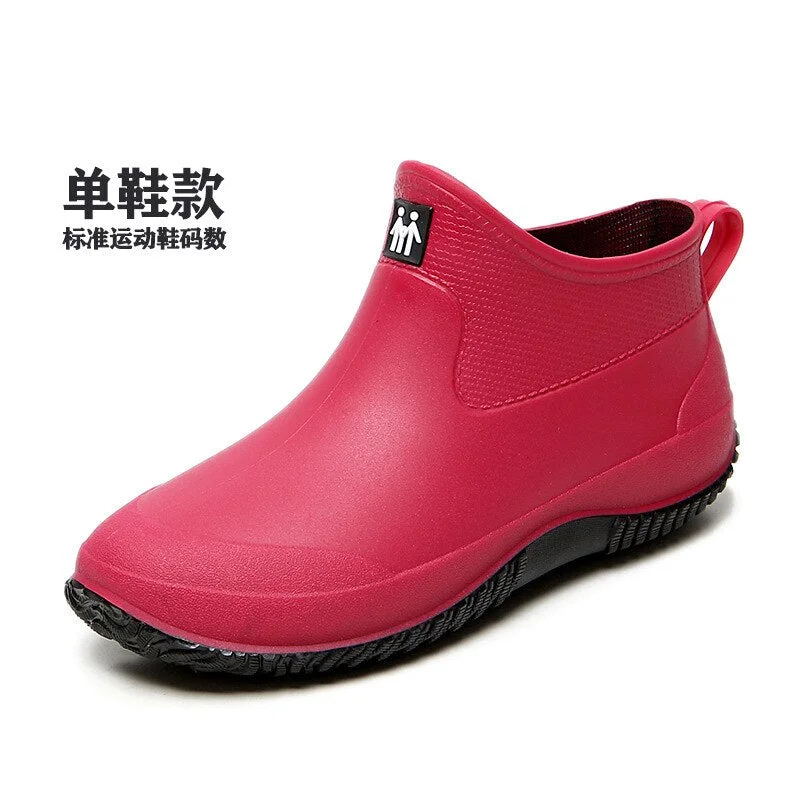 hot Rain Boots Women's Rubber Anti-skid Colorful Unisex Ankle Boots Lightweight Slip On Boots Shoes  Water-proof Drop Shipping