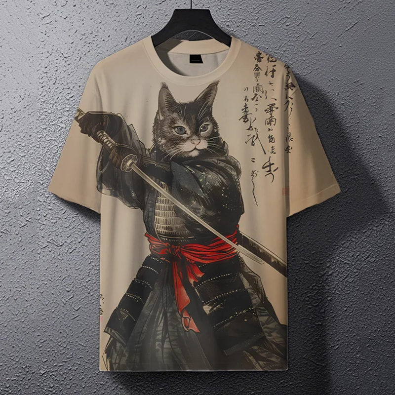 Men's Warrior Cat Japanese Art Print T-shirt elevenforest