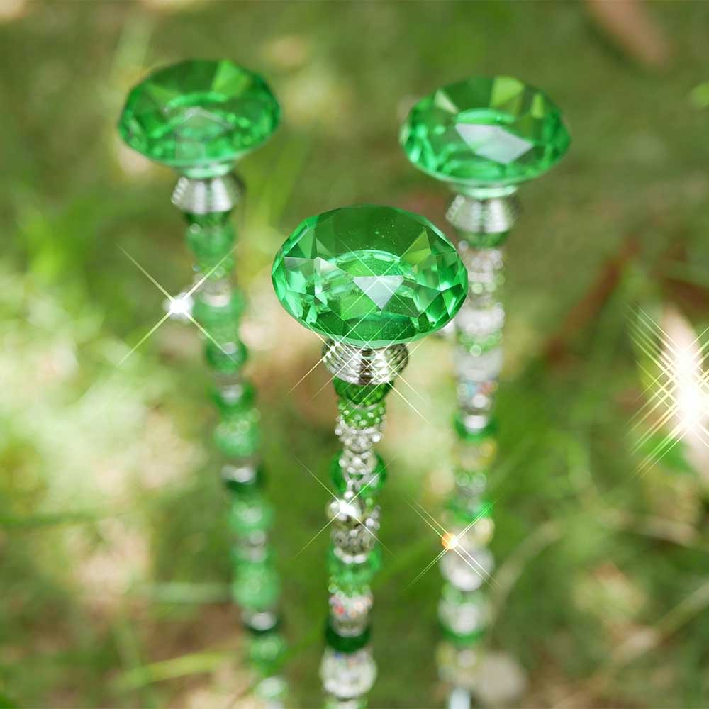 Diamond Random Color Beaded Fairy Garden Stake Handmade Garden Art