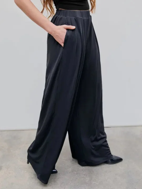 Solid Elastic Waist Wide Leg Pants (Buy 2 VIP Shipping)