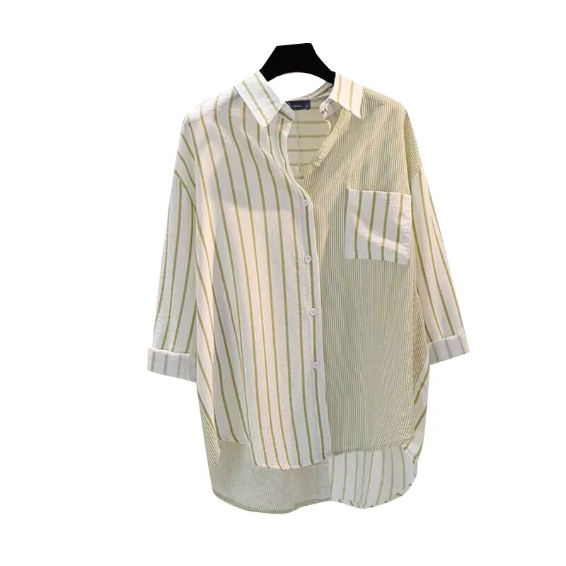 ZANZEA Summer Stripe Print Blouse Women Vintage Lapel Neck Long Sleeve Shirt OL Work Blusas Casual Buttons Down Tops