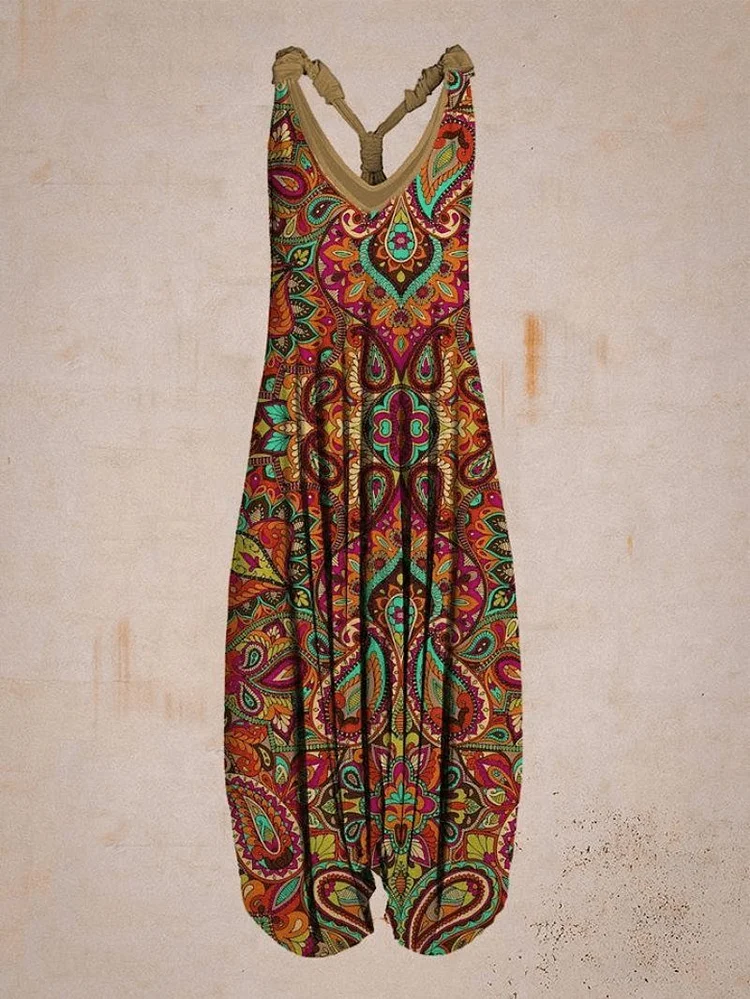Casual Printed Colorful Sleeveless Jumpsuit