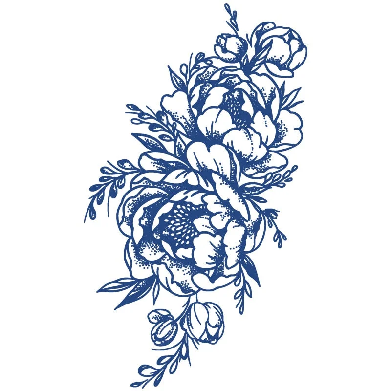 KT51-100 Semi-permanent herbal juice tattoo sticker flower arm clavicle non-reflective simulation tattoo big picture