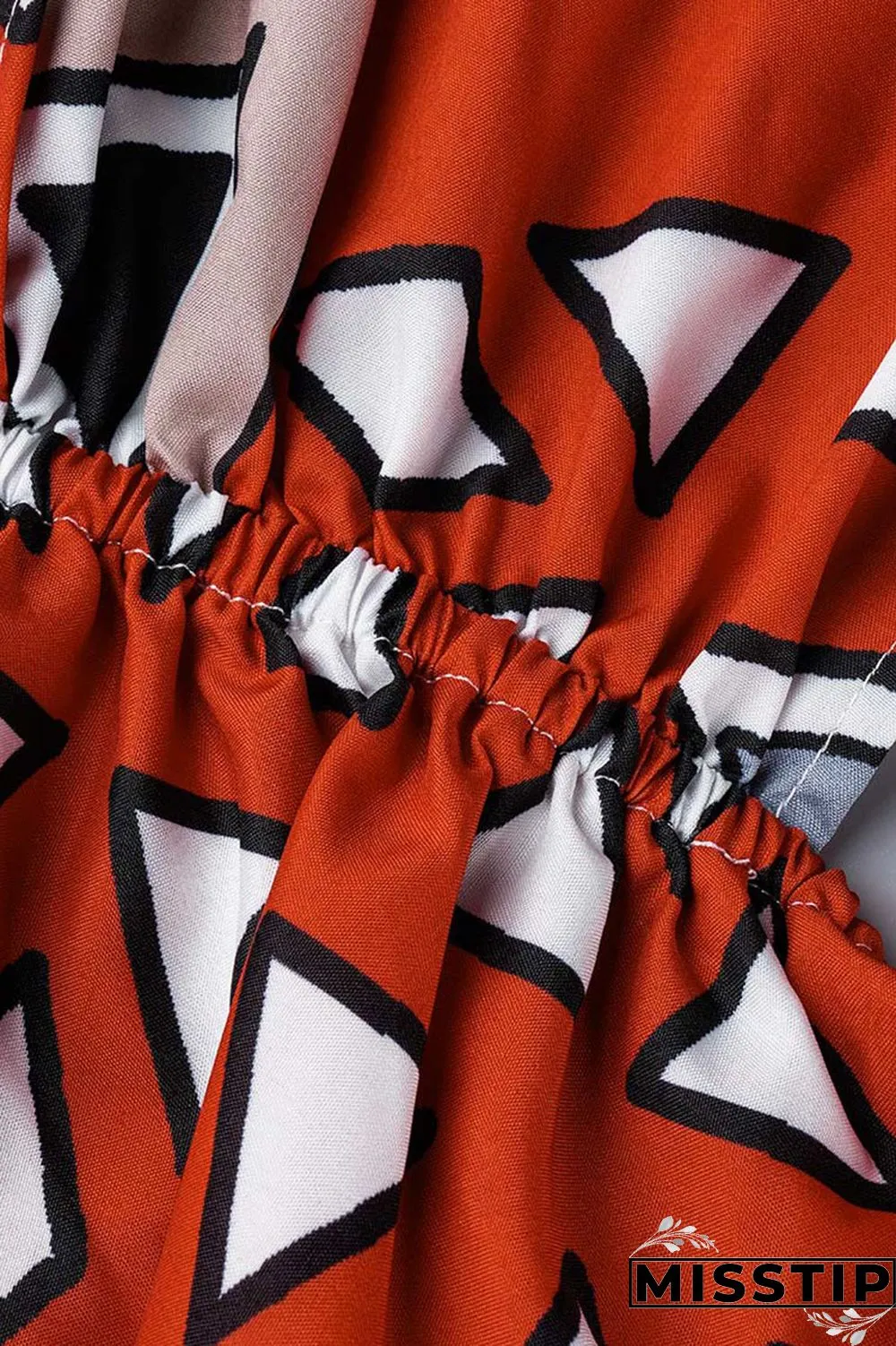 Brick Red Vintage Elegant Print Bandage Patchwork Asymmetrical Collar A Line Dresses