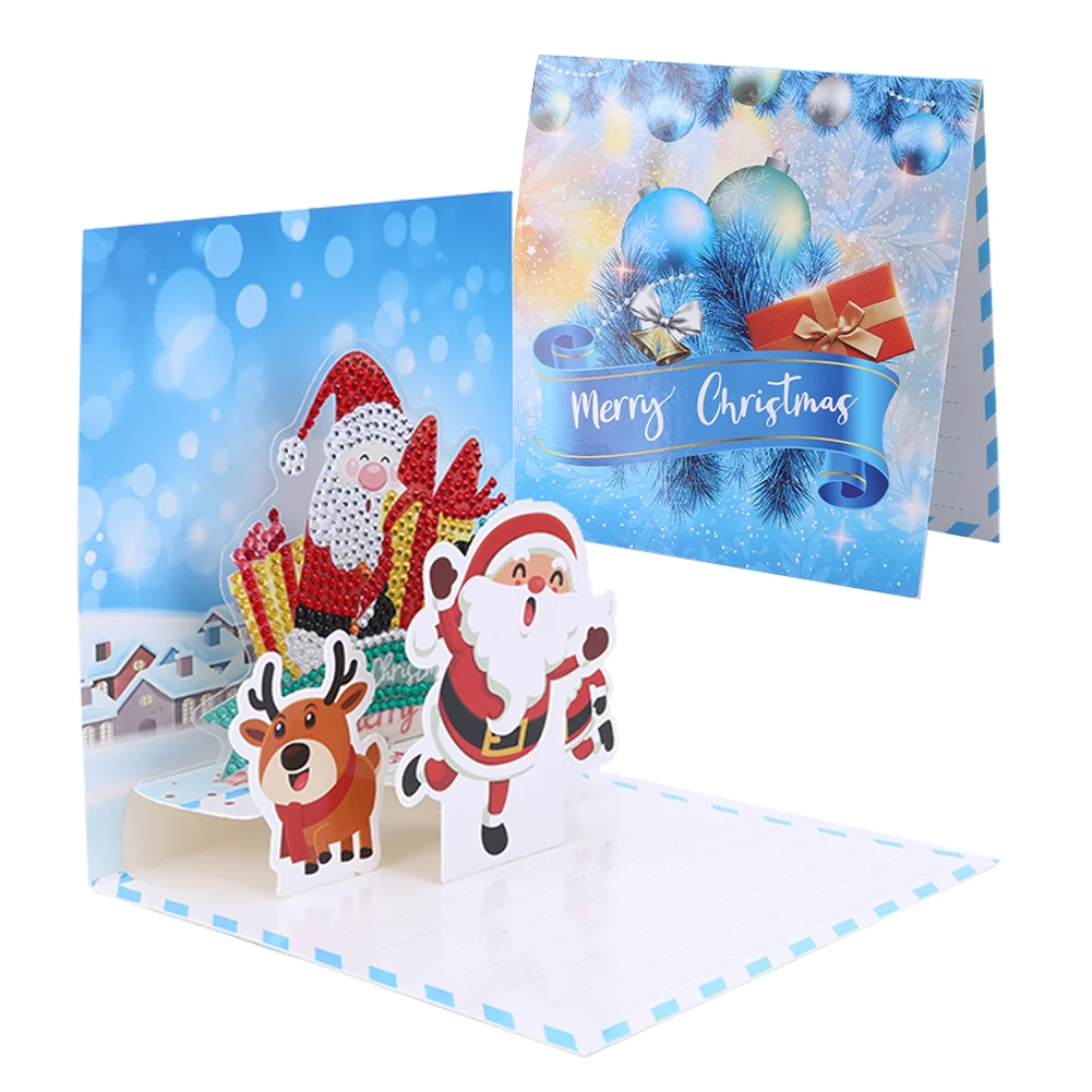 6pcs Diamond Drawing Card Santa Special Shape Gifts for Family Friends and Lover【With White Envelope】